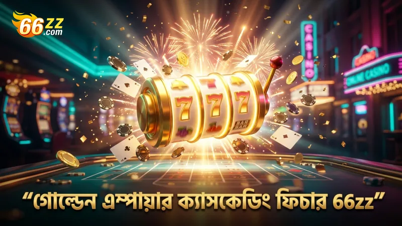 গোল্ডেন এম্পায়ার স্লটের ক্যাসকেডিং রিল ও ফ্রি স্পিন মাল্টিপ্লায়ার ফিচার প্রদর্শন।